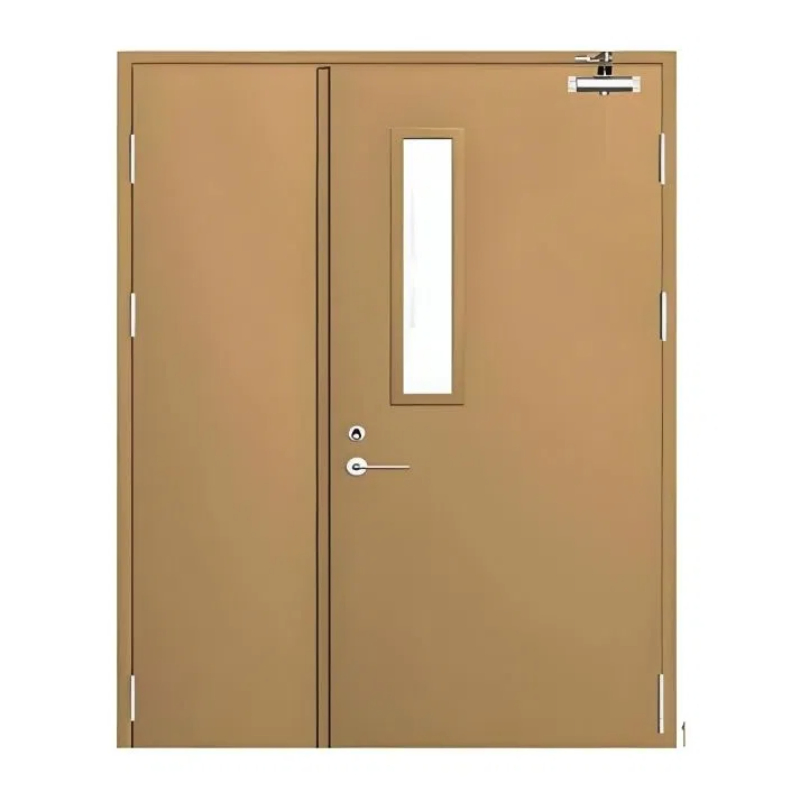 Flush Commercial Fireproof Fire Exit Steel Door with Window