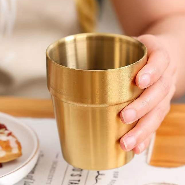 18/8 Matte Goldstainless Steel 300ml Bear Cocktail Juice Wine Cup for Party