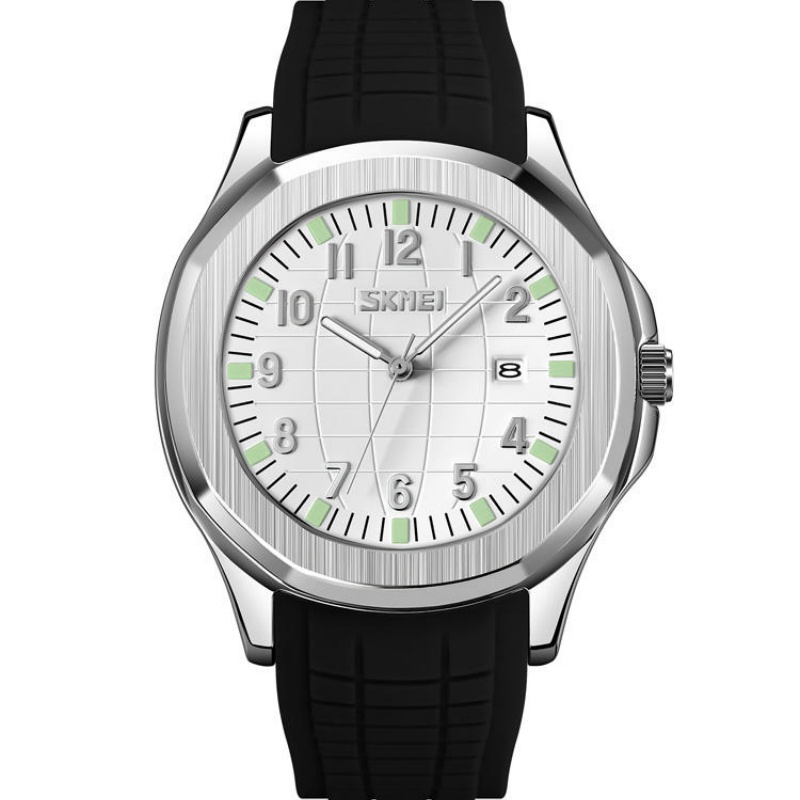 Luminous Business Stylish Silicone Strap Men Wristwatch Big Dial Waterproof Quartz Watches