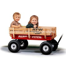 Four Wheel Wooden Wagon Tool Cart for 1-2 Years Baby
