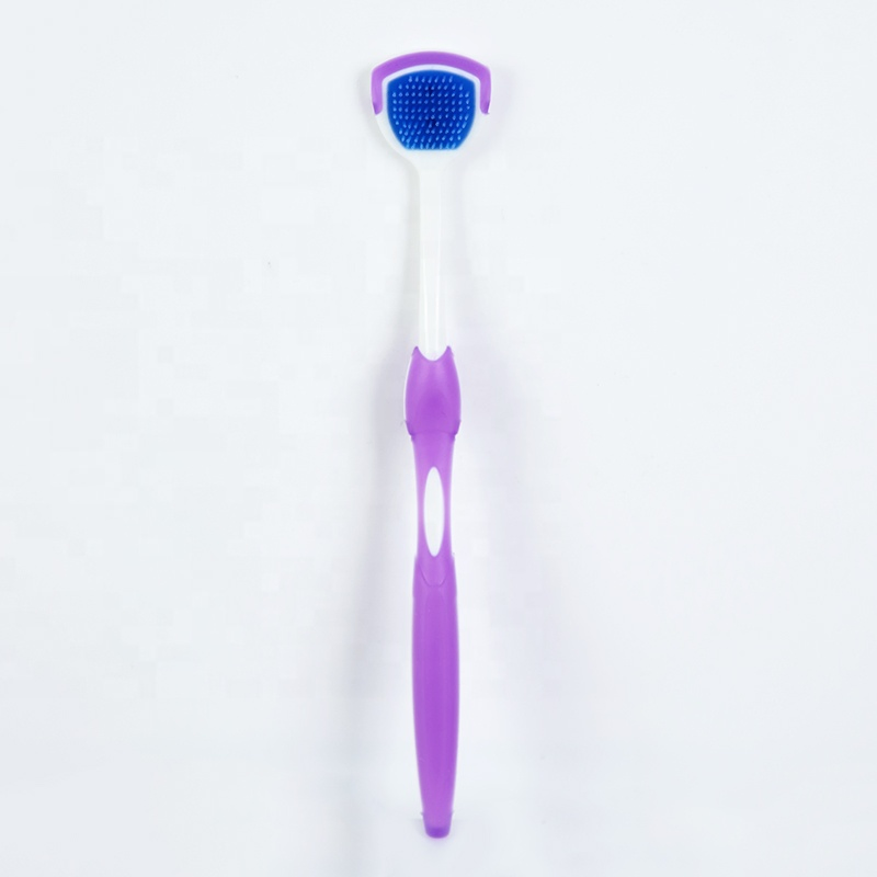 Hot Selling Dental Clean Oral Hygiene Care Soft Tongue Cleaning Brush Colored Rubber Tongue Scraper