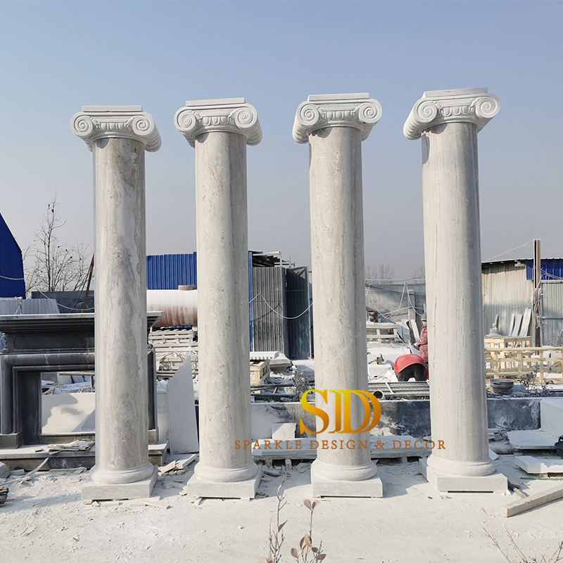 China Custom Made Ionian Pillar White Marble Column/Pillar for Outdoor Decor