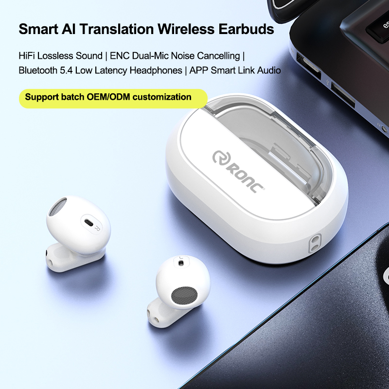 Tws Ai Smart Translation Semi in Ear Earbuds Headphones Enc True Wireless Bluetooth Earphones