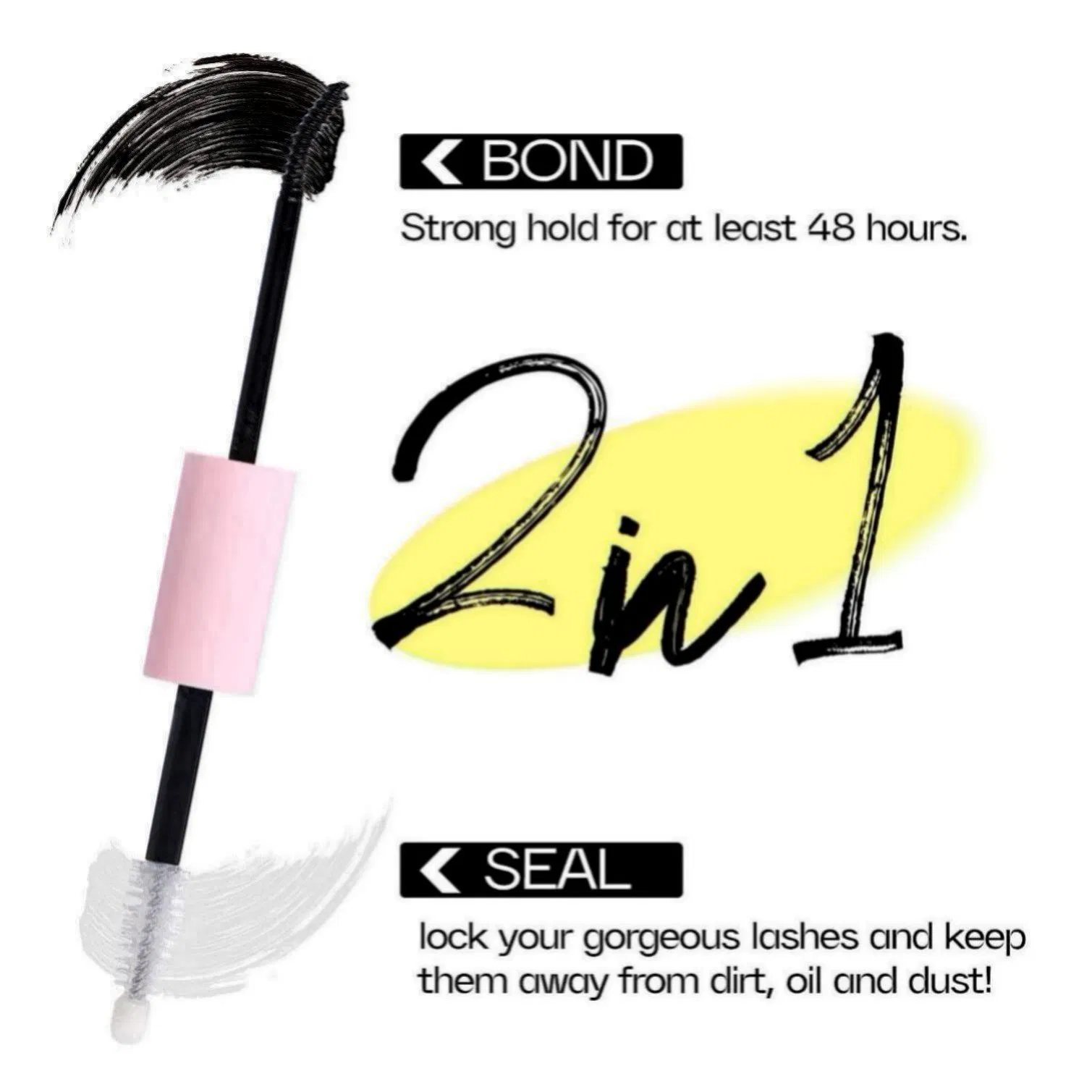 Waterproof Eyelash Glue with 2-in-1 Sealant for Lasting Extensions