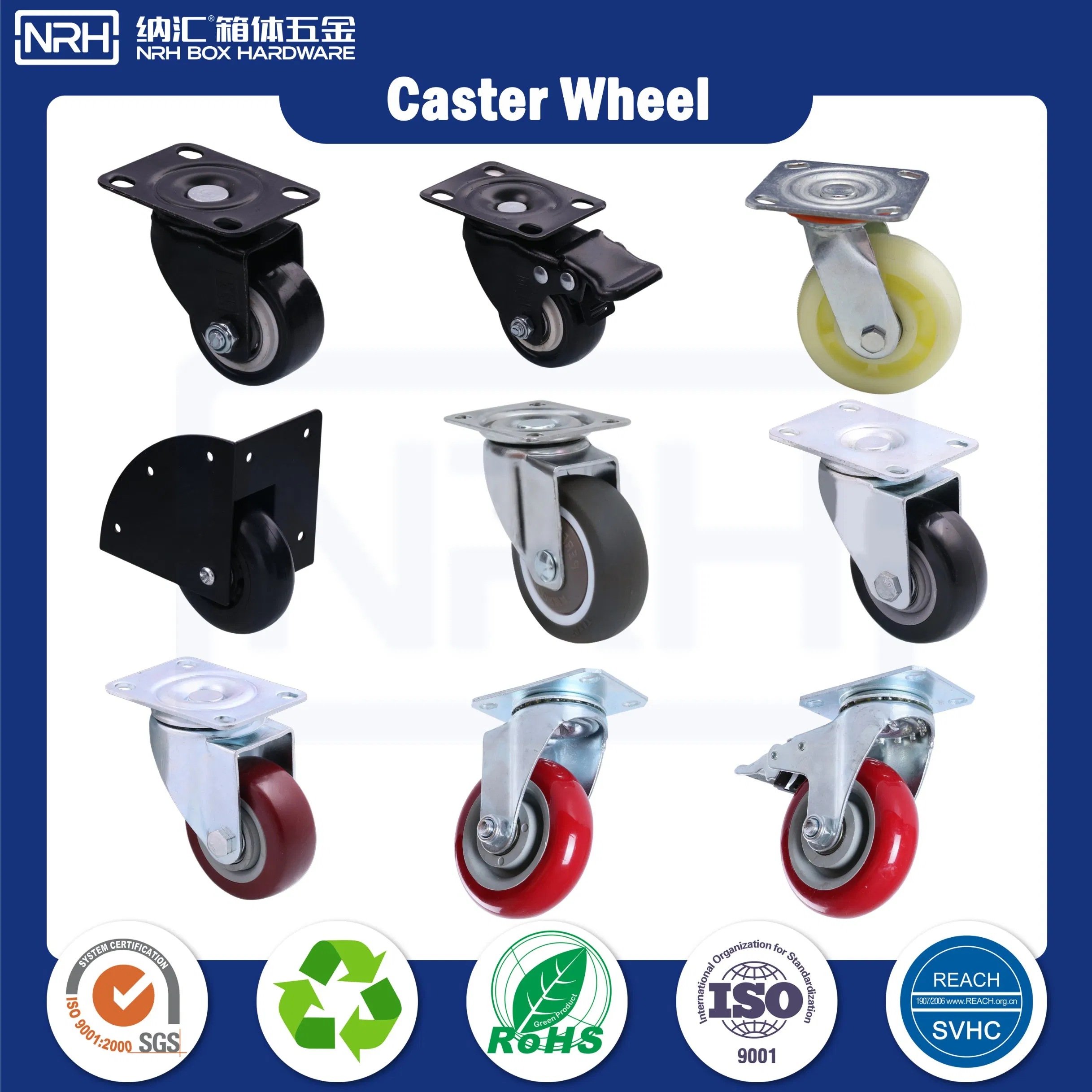 Nrh R9201 2.5 Inch Black Caster Wheels Small Double Ball Bearing Caster