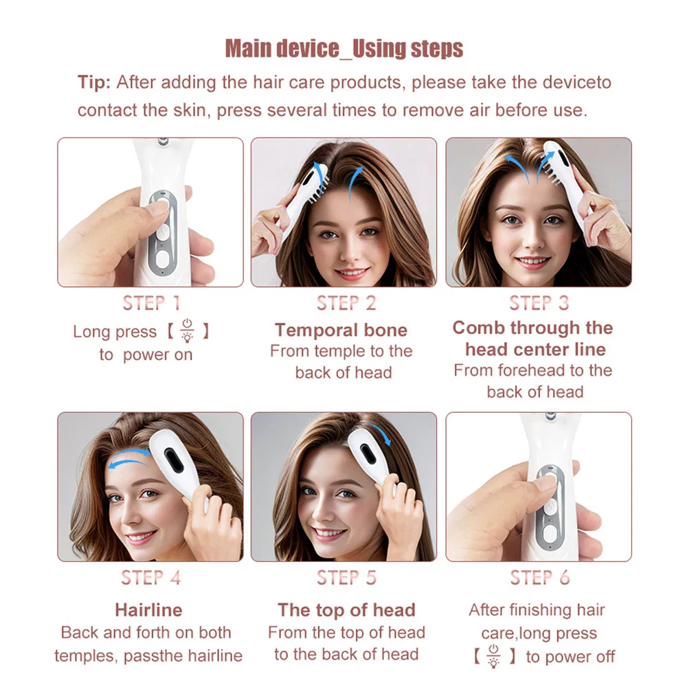 Factory Price Electric Scalp Massager – LED EMS Rechargeable Comb for Hair Growth & Tension Relief