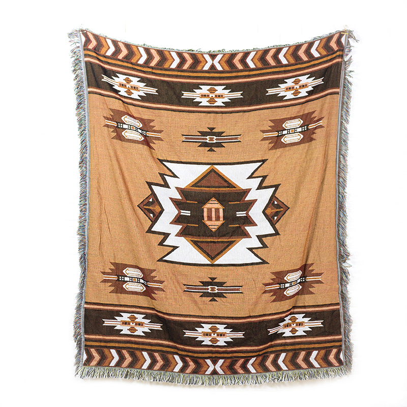 Плед из хлопка с богемным узором для дивана