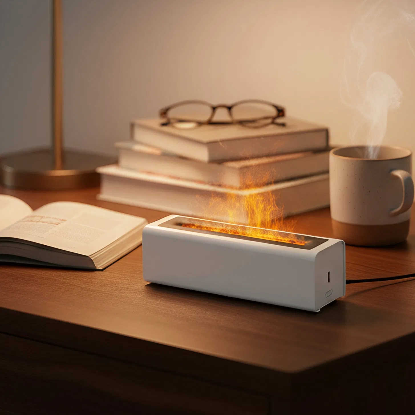 Gift Custom Silent Essential Oil Humidifier Seven Color Simulation Flame Aromatreatment Diffuser