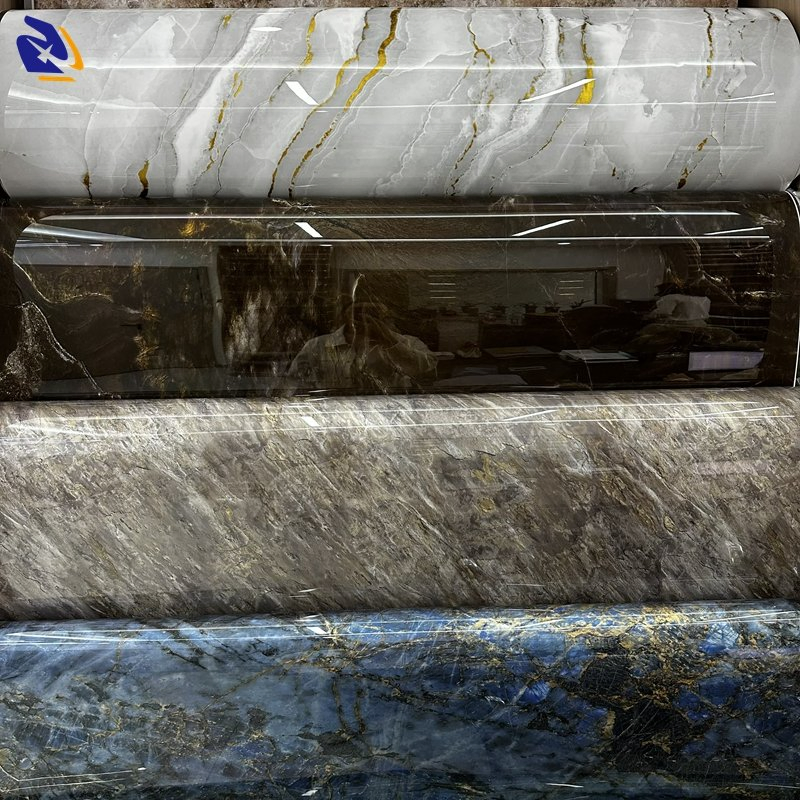 High Glossy UV Coating Stone PETG PVC Decorative Film for PUR Lamination