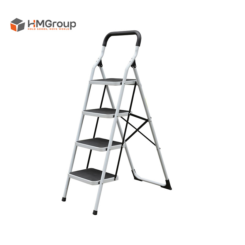 Movable Warehouse Powder Coating Zinc Metal Ladder with Wheels
