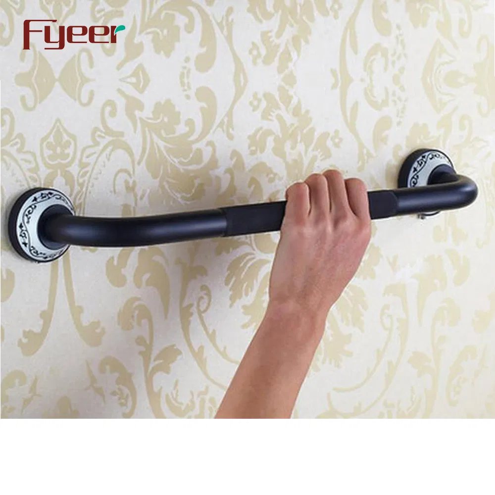 Черный поручень для ванной Fyeer, латунь, 49 см