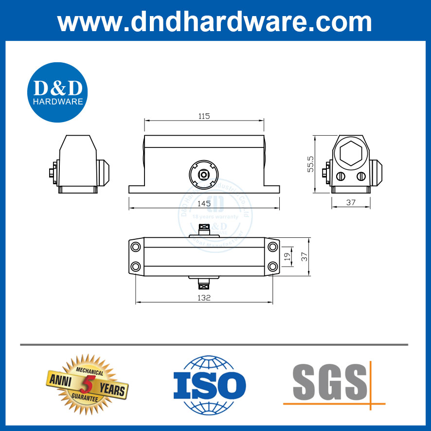 Door Hardware Accessories Aluminum Alloy En2 Door Closer for Home Hotel