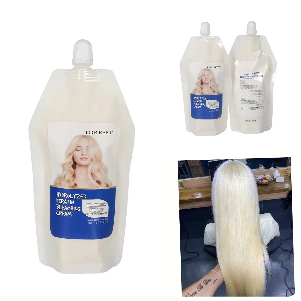 Lift up to 9-11 Levels Hair Bleaching Cream for Lighten Hair Blonde White Hair 500g