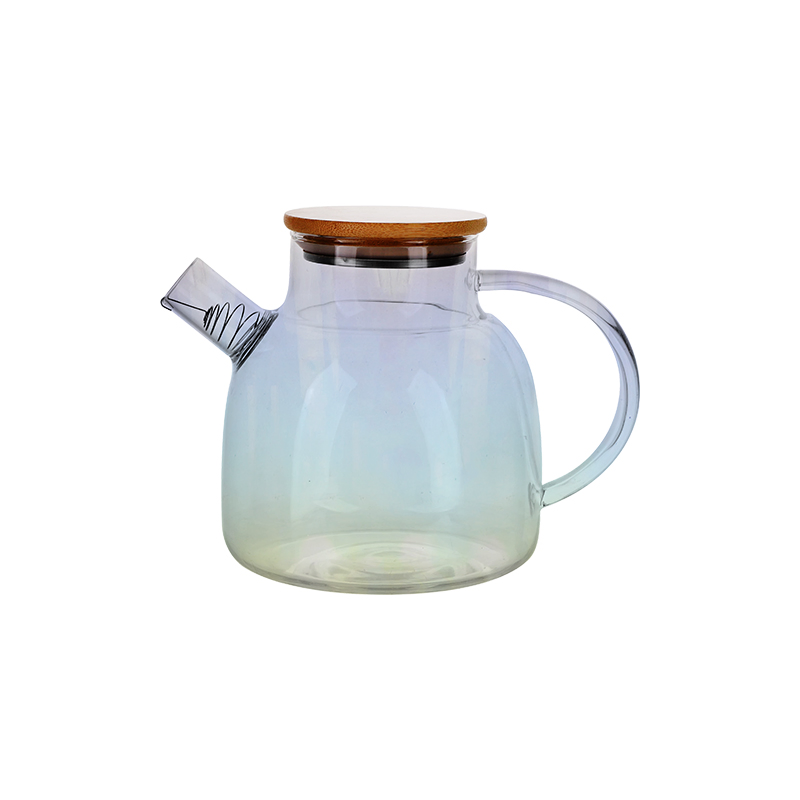 Borosilicate Glass Tea Pot Transparent 1200ml Kettle with Bamboo Lid and Spring Strainer Chinese Supplier