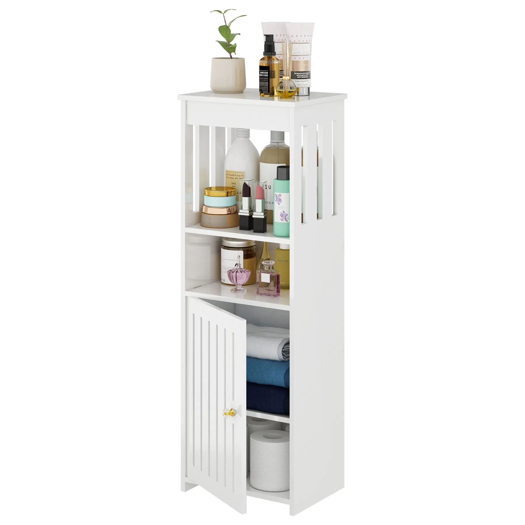 5 Tier PVC Small Toilet Storage Bathroom Floor Cabinet Shelf Rack for Home Kitchen Small Space