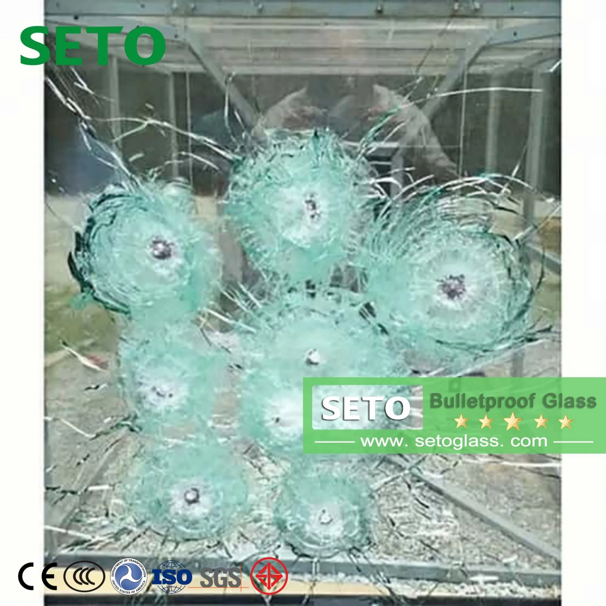 Br6 Br7 Bulletproof Glass for Curtain Wall Partition Door Window Office Buildings Metro Stations