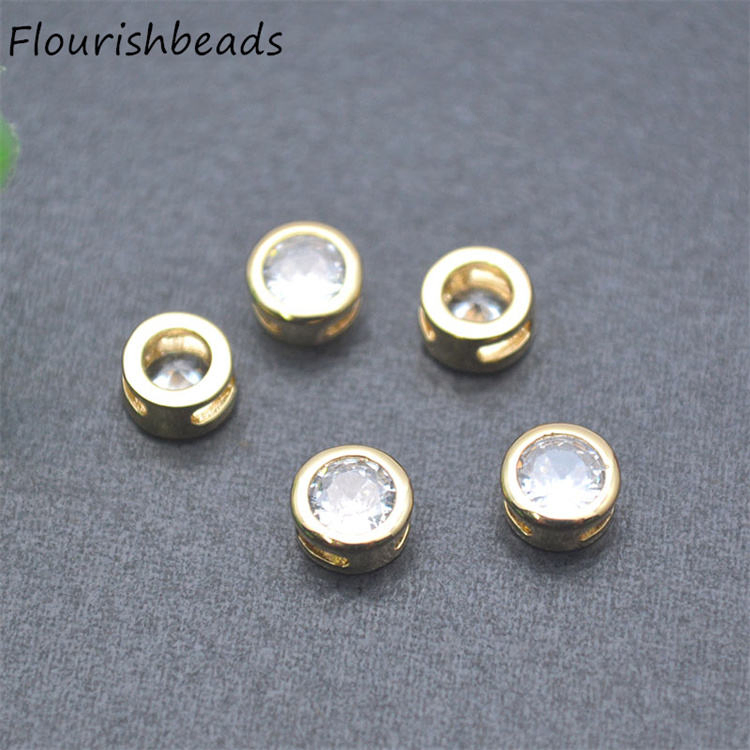 Jewelry Accessories Anit Fading 18K Gold-Plated CZ Paved Small Round Spacer Beads