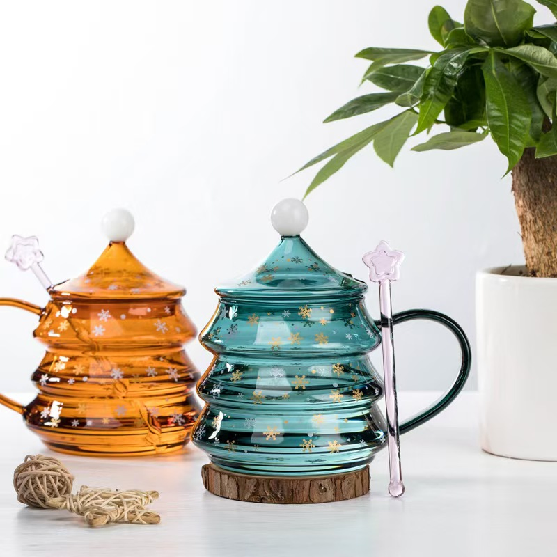 High Borosilicate Double-Layer Heat-Resistant Glass Coffee Cups, Christmas Drink Gifts, Microwave and Dishwasher Safe