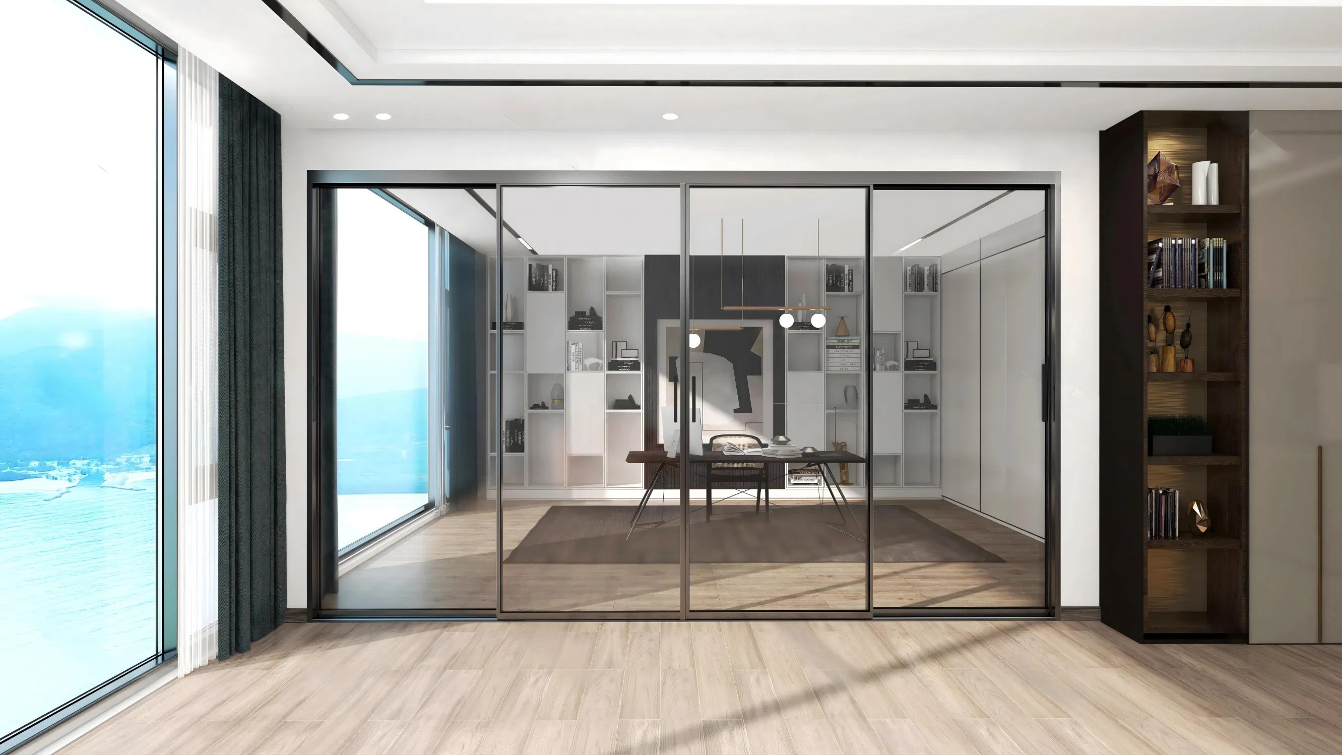 Top Manufacturer Waterproof Transparent Glass Door for Dividing Open-Plan Spaces