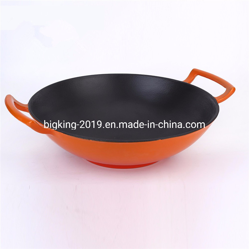 Factory Price China Red Cast Iron Enamel Wok
