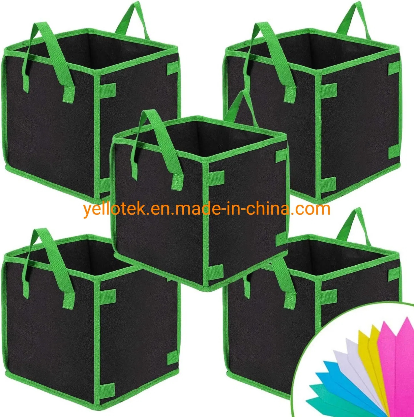 Square Grow Bags with Handle Heavy Duty Thickened Breathable Fabric Pot Reusable Planting Premium Cube Plants for Indoor and Outdoor Garden