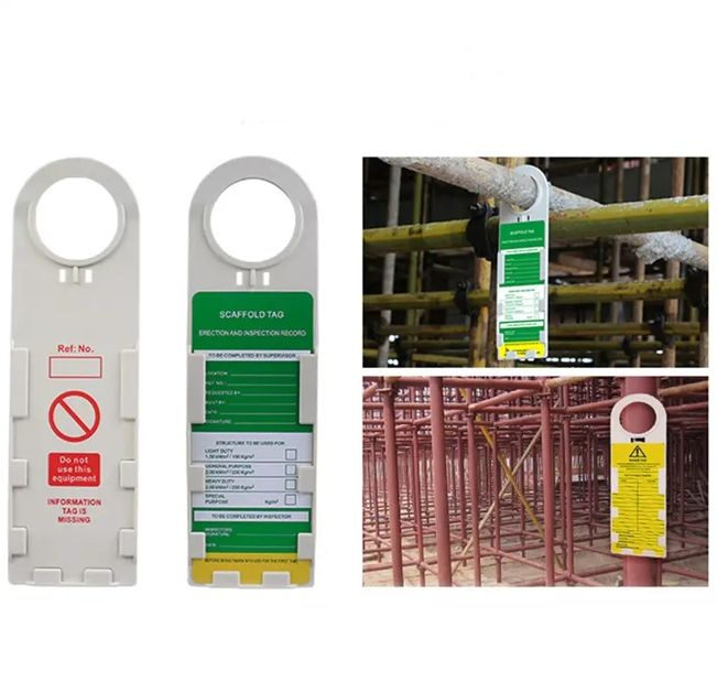 Durable PVC Scaffolding Tagout Holder with Safety Hook