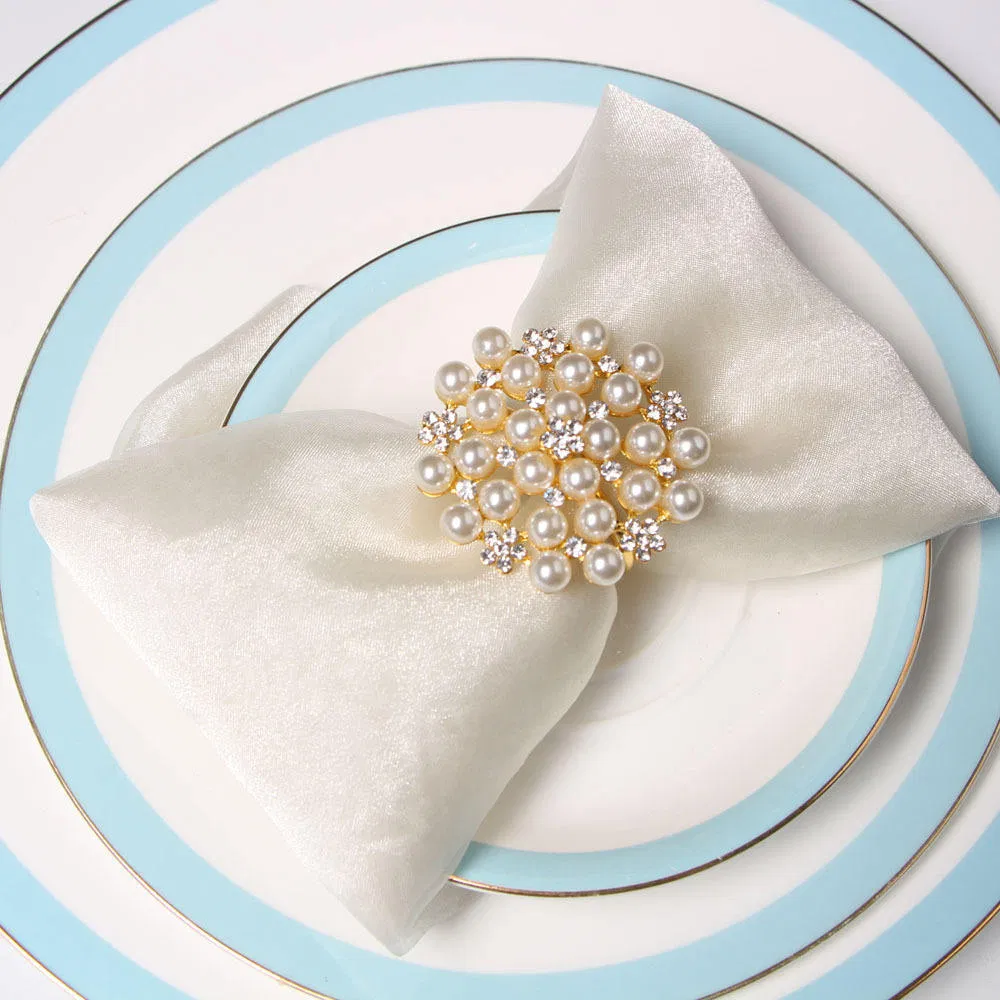 New Style Pearl Diamond Table Decoration Napkin Ring for Hotel with FDA