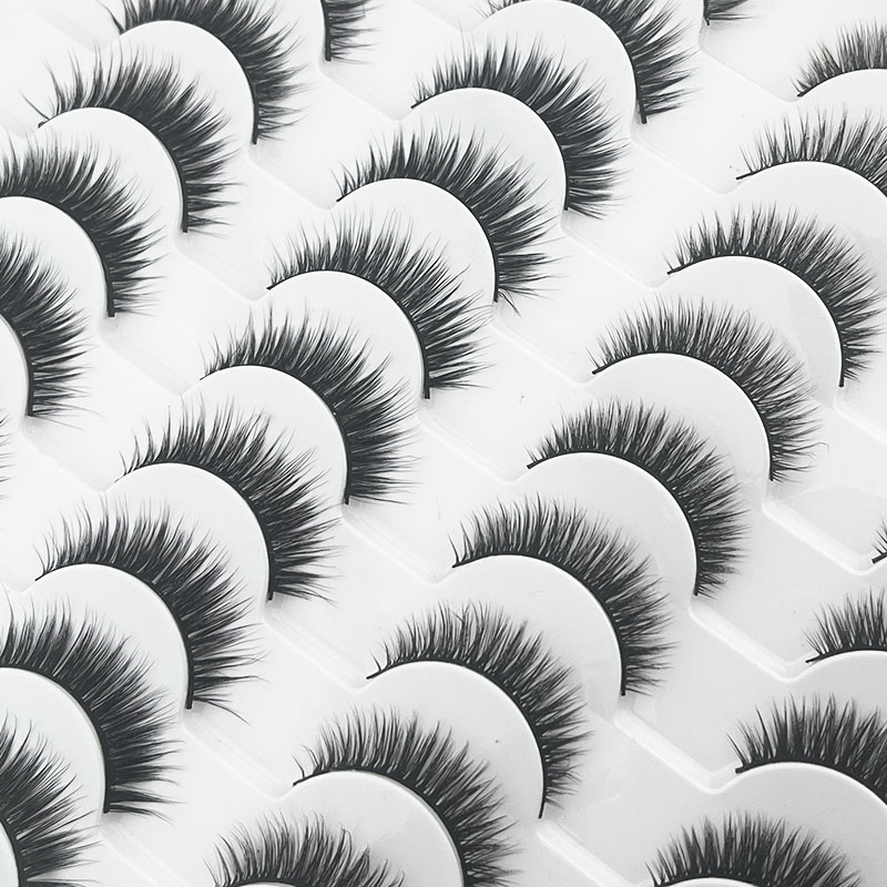 Natural Lashes, Short Eye Lashes, Wispy Faux Mink Lashes, 20pairs of Natural-Looking Fluffy Cat-Eye Strips for Small False Lashes