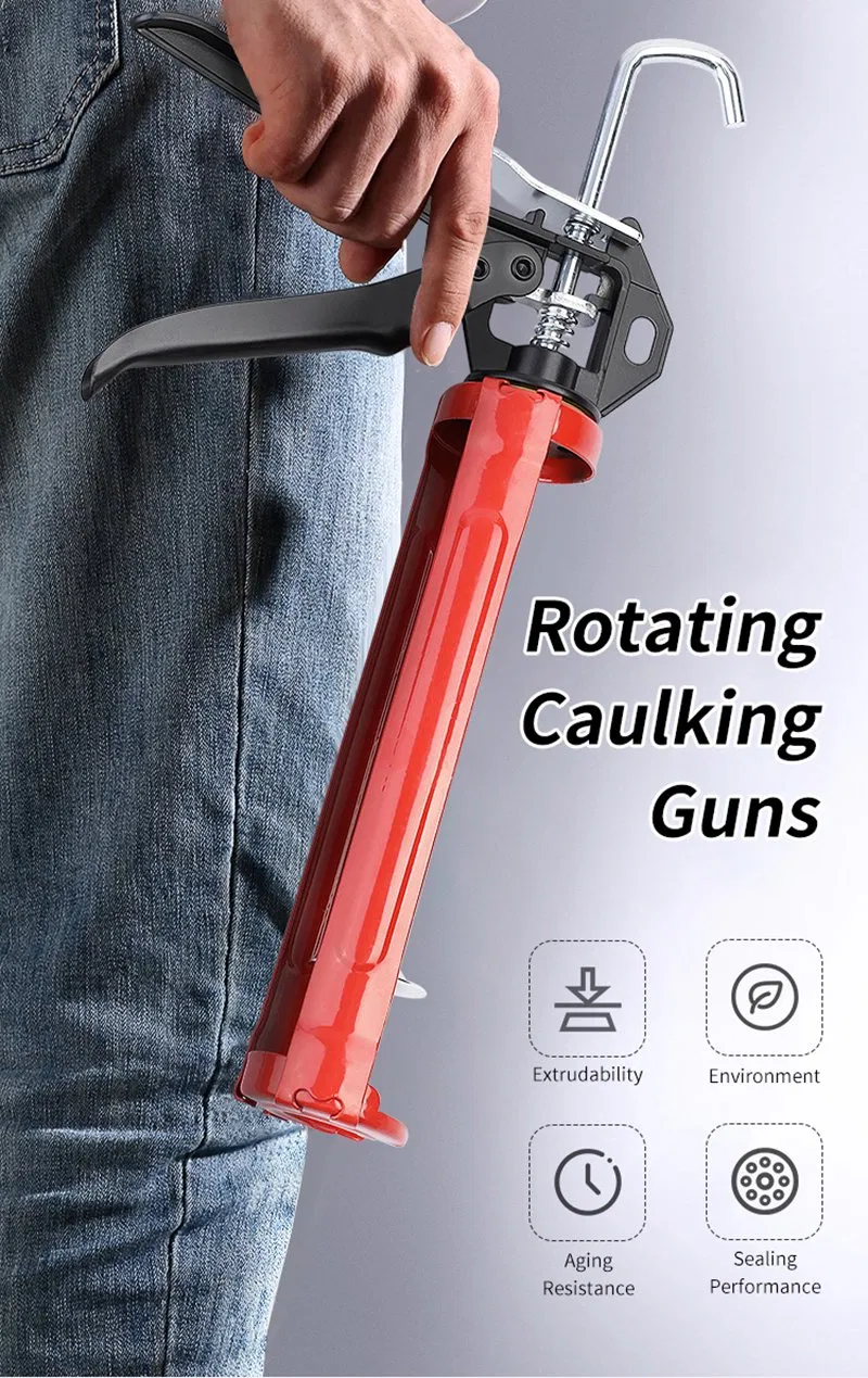 OEM 9 Inch Heavy Duty Silicone Sealant Aluminum Single Handle 380ml Caulking Gun