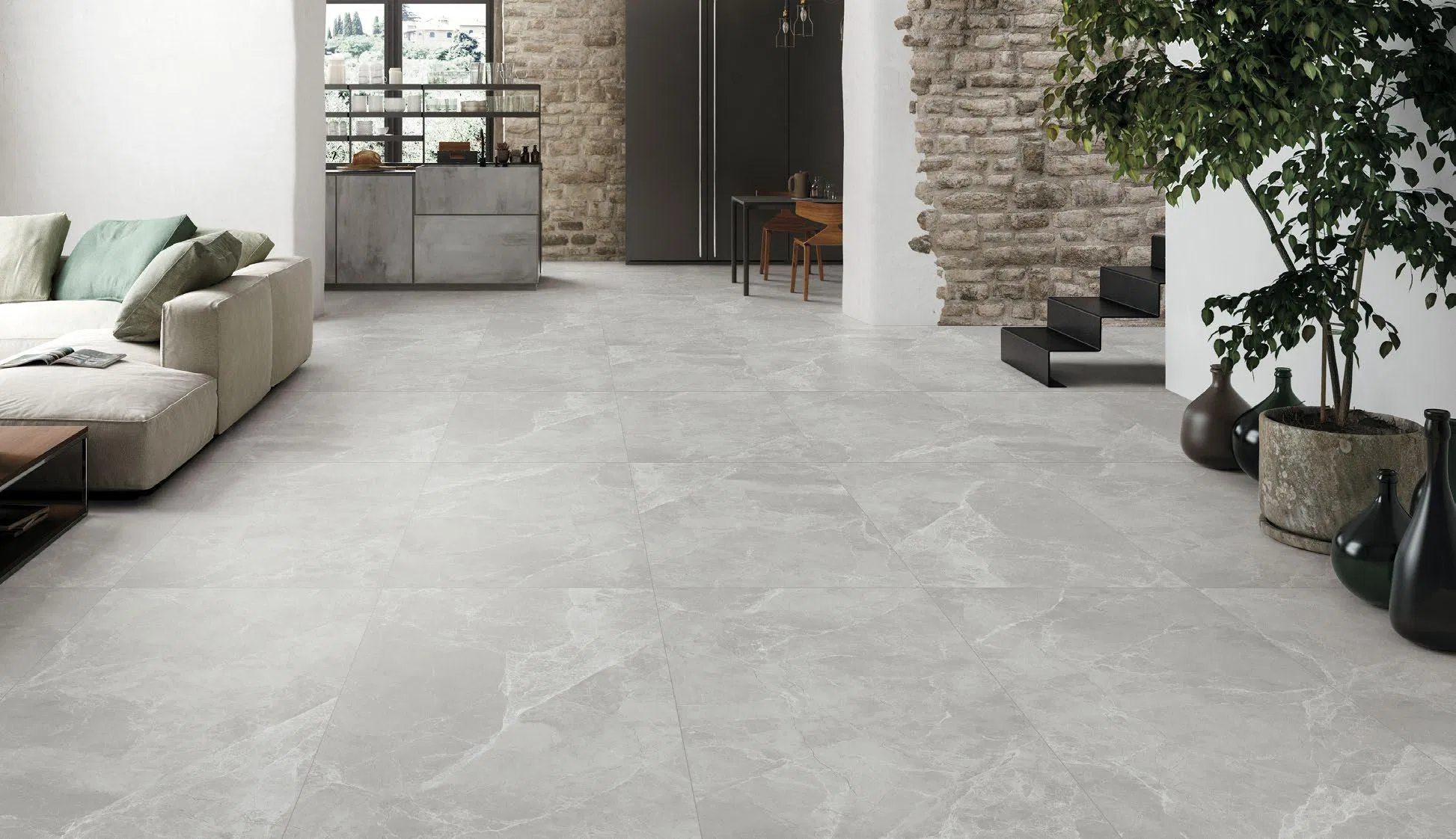 Hot Sale Rustic Light Gray Matt Surface Porcelain Ceramic Kitchen Bathroom Tile