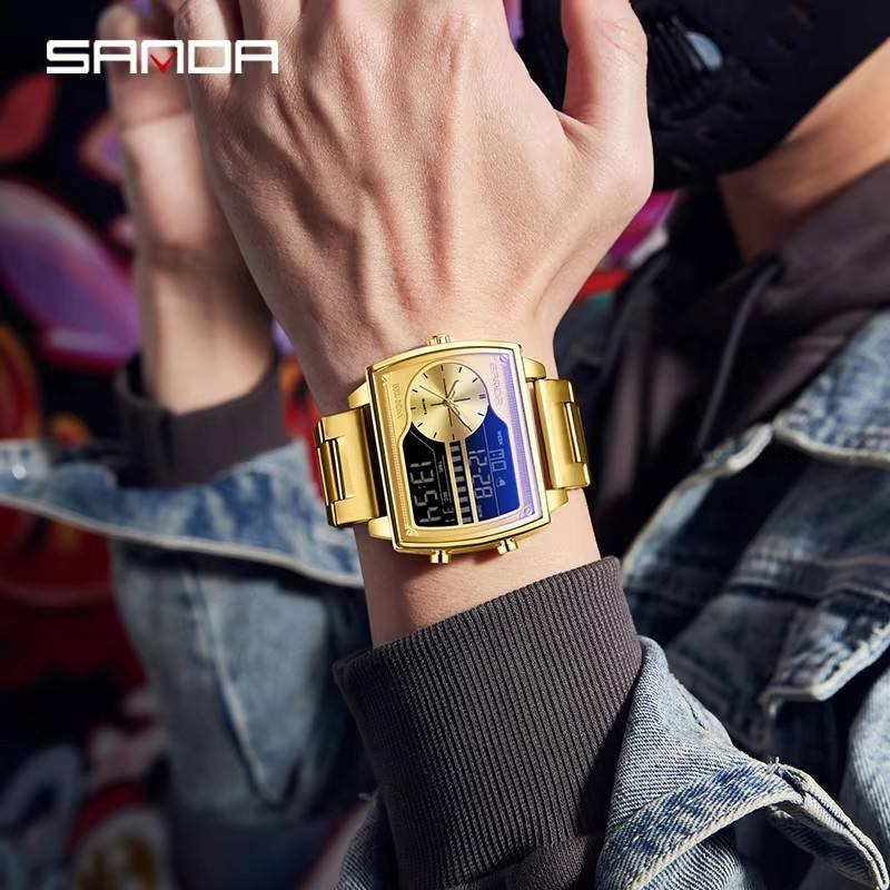 Square Waterproof Luminous Electronic Watch Cool Multifunctional Men's Commuter Cross-Border Watch