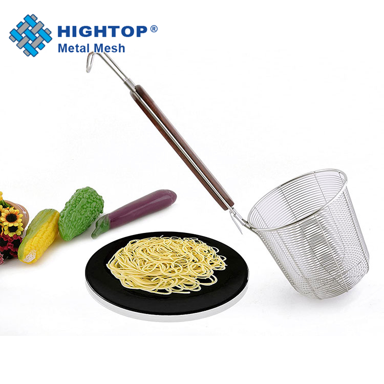 Food Dumpling Noodle Strainer Stainless Steel Mesh Pasta Cooker Basket with Handle