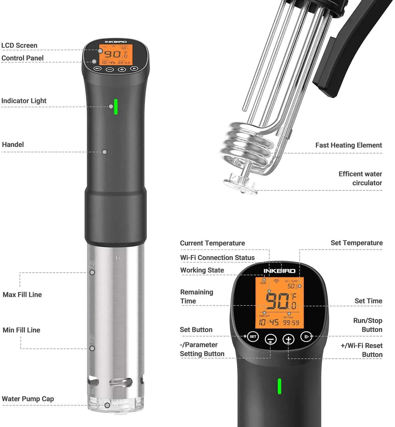 Inkbird Isv-200W 1000W Remote WiFi Control Immersion Circulator Slow Sous Vide