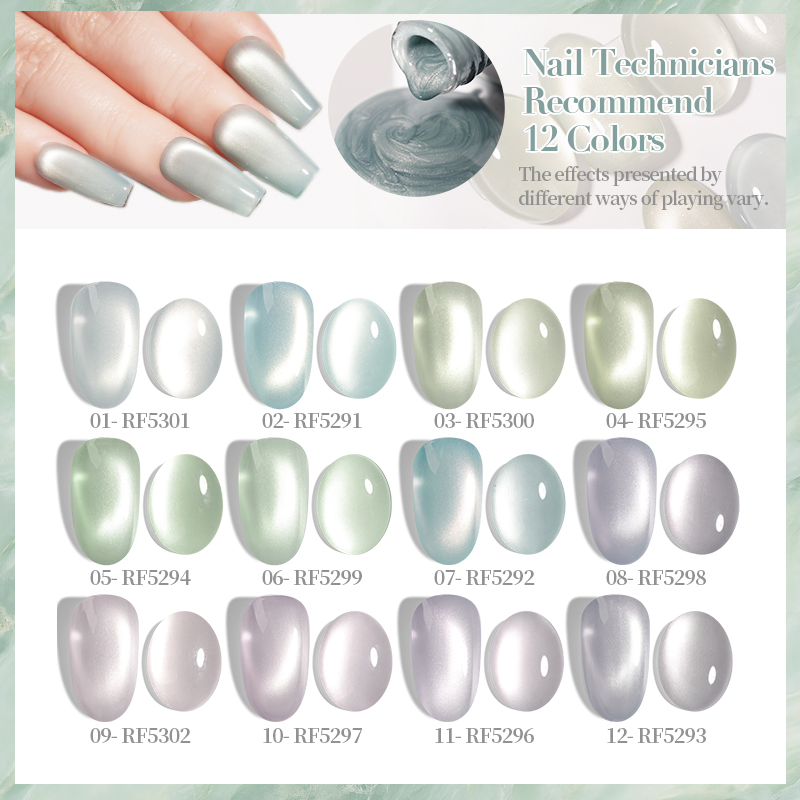 R S Nail Support OEM 12 Colors Jade Cat Eye Gel Polish Manufacturer for Nail Beauty