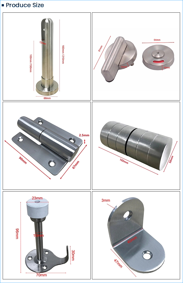 HPL Wc Stainless Steel Toilet Cubicle Fittings Adjustable Leg Toilet Partition Hardware