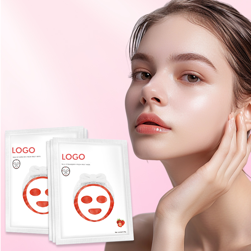 Organic Fruit Strawberry Facial Mask Brightening Hydrating and Antioxidant Formula for Radiant Skin and Soothes Face Sheet Mask