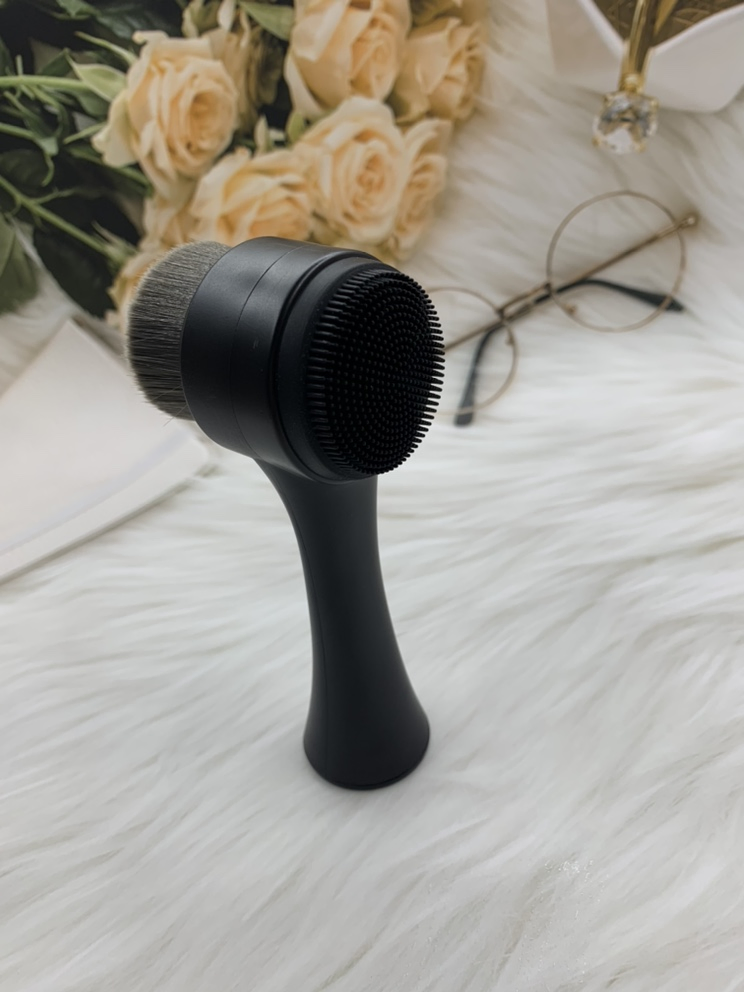 Black Color Facial Silicone Massage Brushes ABS Plastic Handle Facial Wash Brush