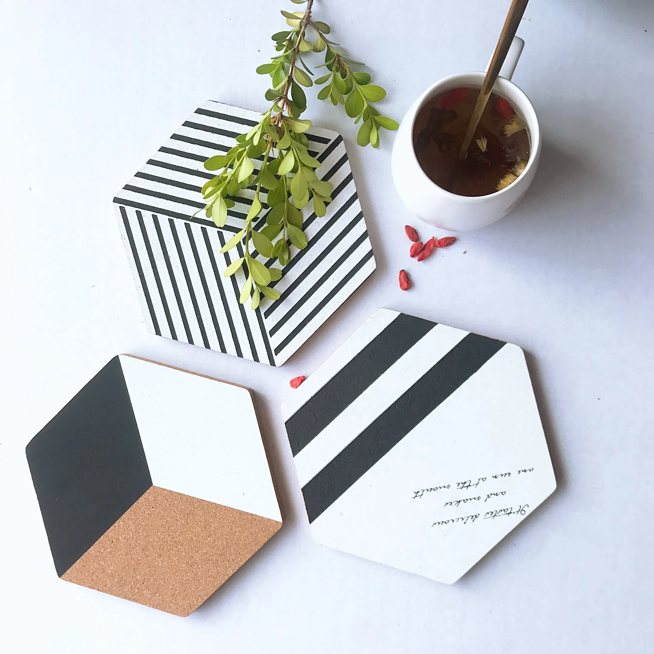 Office Supply Cork Board Self Adhesive Hexagon Cork Bulletin Board Stationery