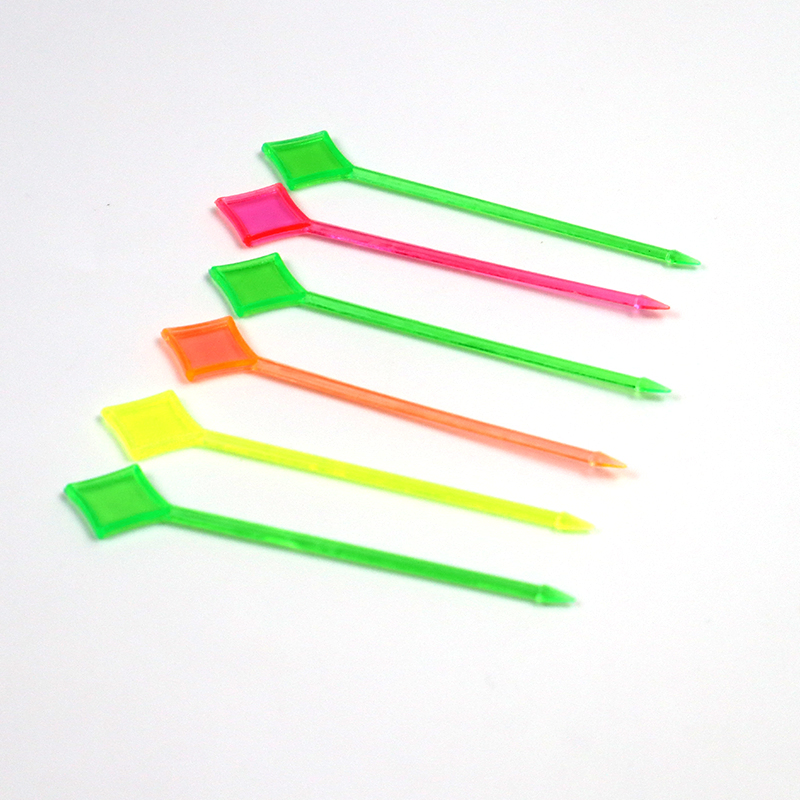 Disposable Plastic Tableware 83mm Length PS Plastic Fruit Fork Colorful Custom for Fruit