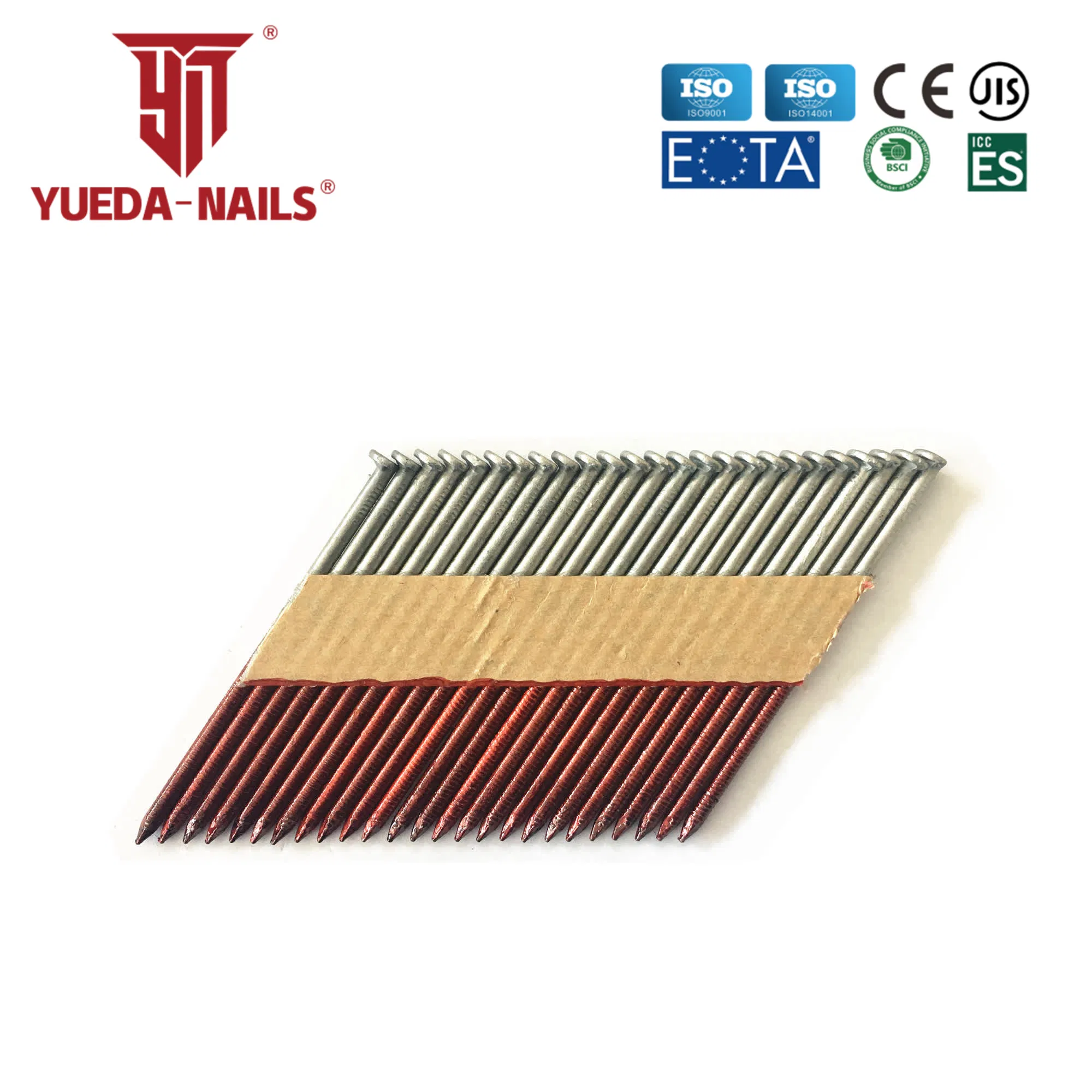 Shanghai Yueda 28/34 Degree Bright/Polish/Eg/SS304/SS316 Smooth/Screw/Ring/Groove Paper Tape Strip/Framing/Plastic Strip/Coil/Loose/Bulk/Da Nails for Nailer