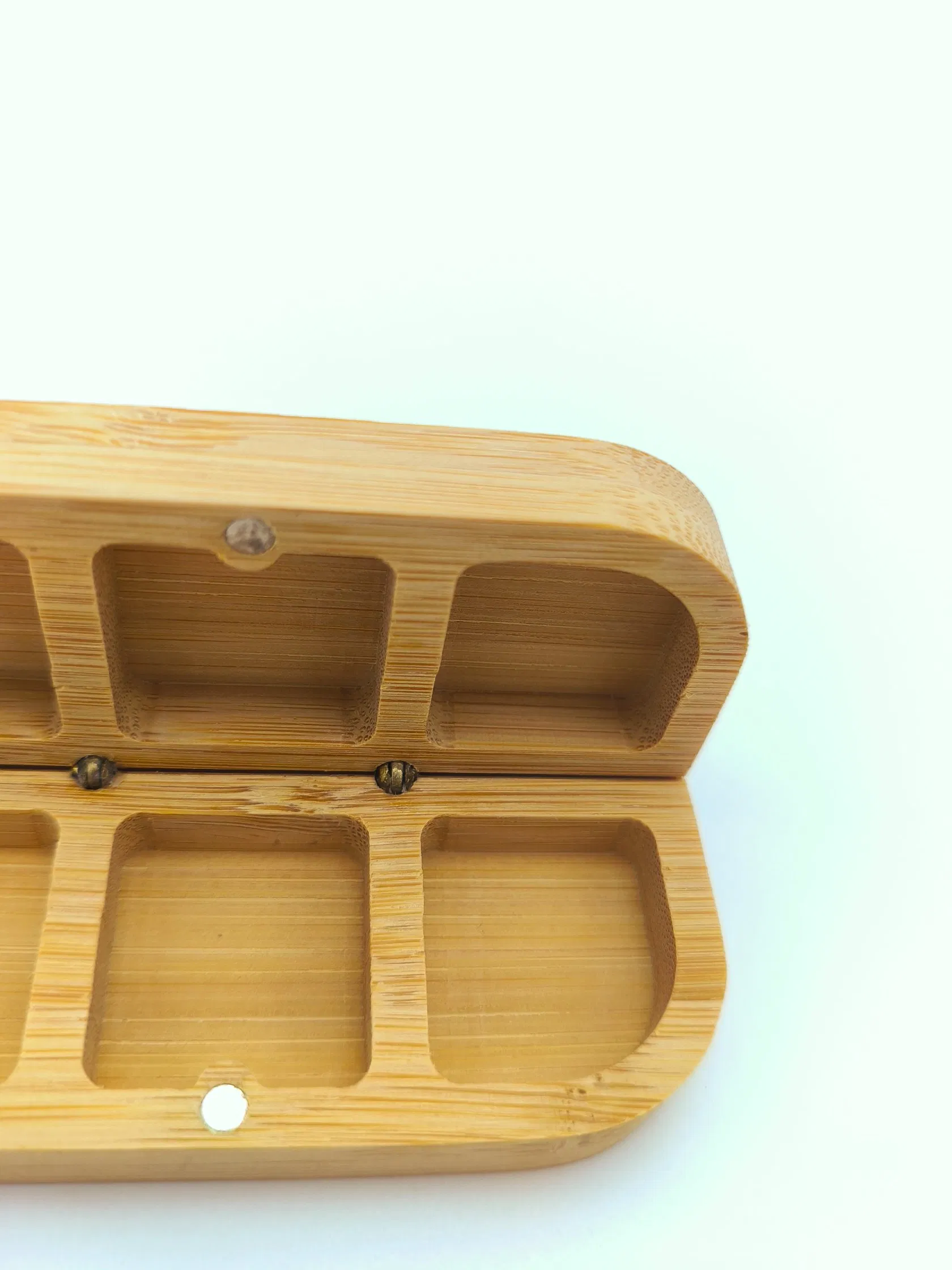 Natural Mini Bamboo Pill Organizer Magnet Portable Pocket Daily Medicine Case