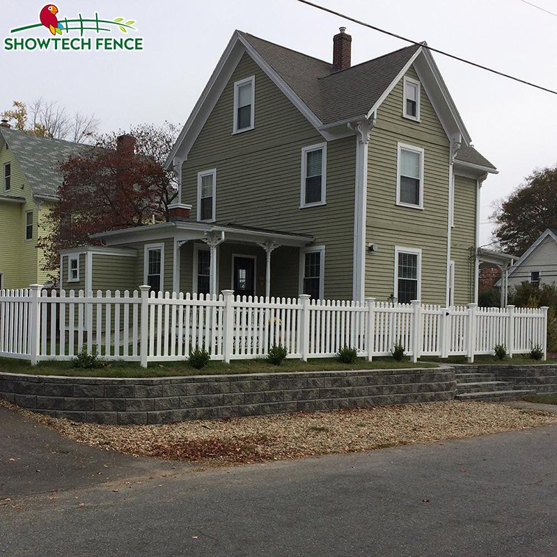 Spiked 4FT Decorative White Garden Plastic PVC Picket Fence Panels Vinyl