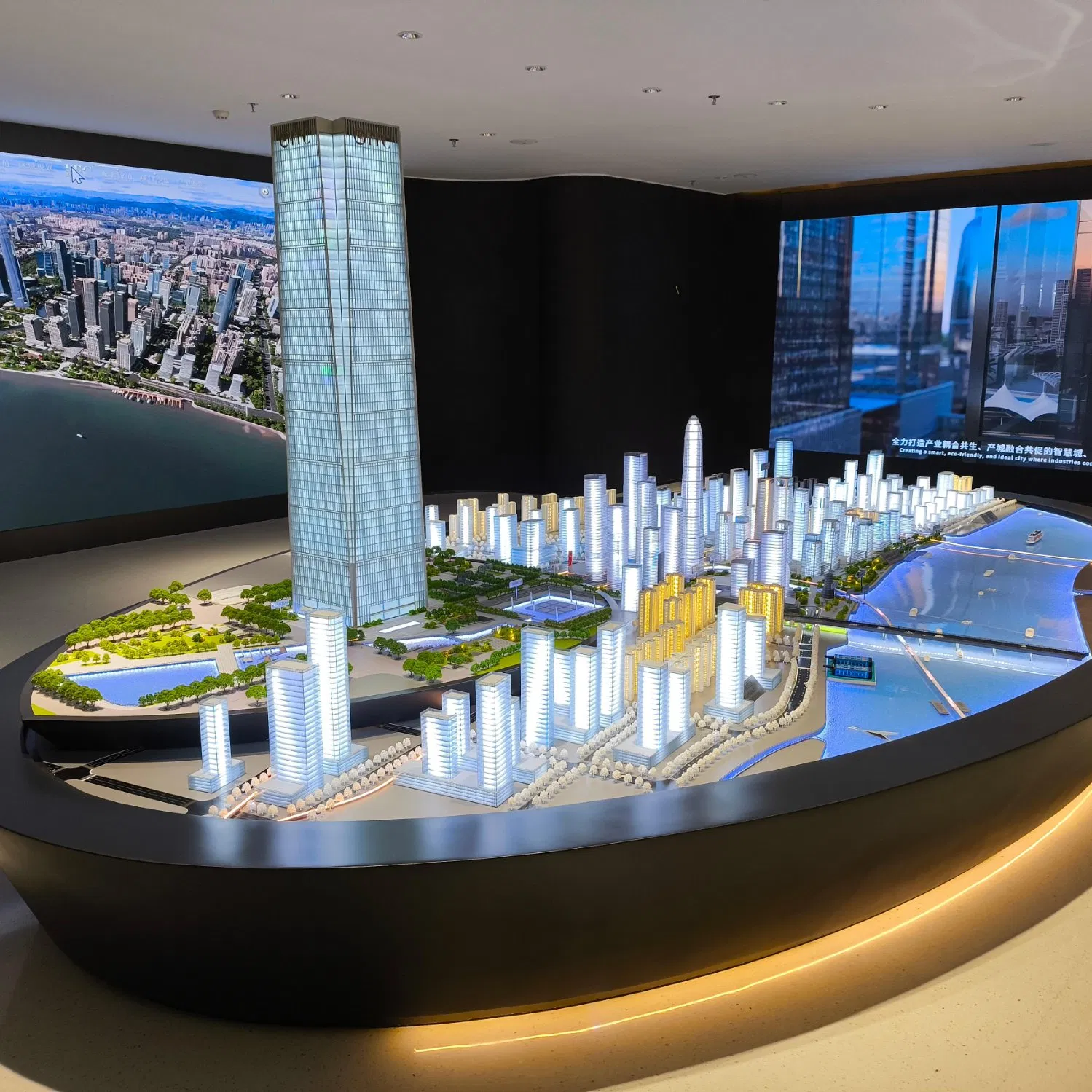 Modern High-End Customized Commercial Square Building Model with Lighting Display