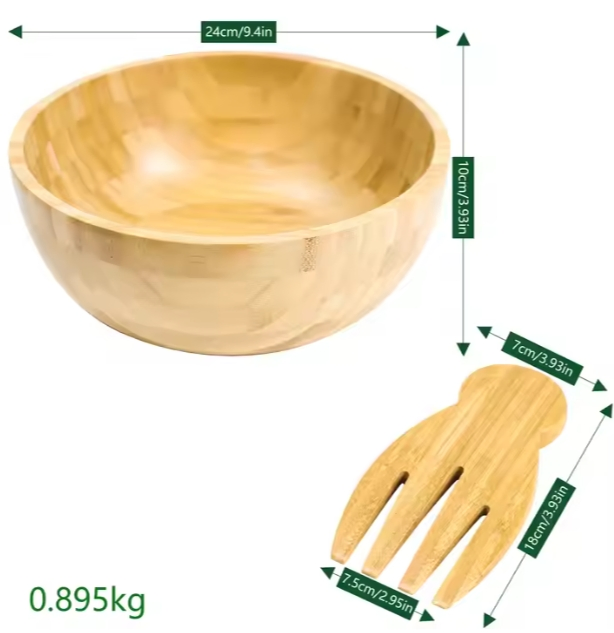 Набор деревянных мисок и ложек из бамбука