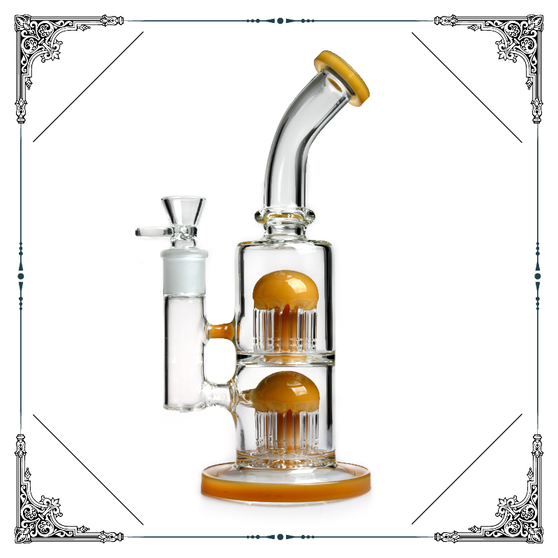Customized Smoking Set DAB Rig Glass Pipe Smoking Water Pipe Glass Bubbler with Double 8 Arms Percs