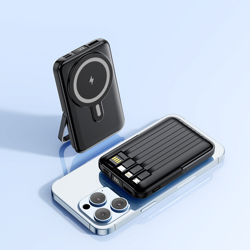 Magnetic Wireless Power Bank with Bracket 10000mAh Fast Charging Pd20W Mini Power Bank Wireless Magnetic Charging