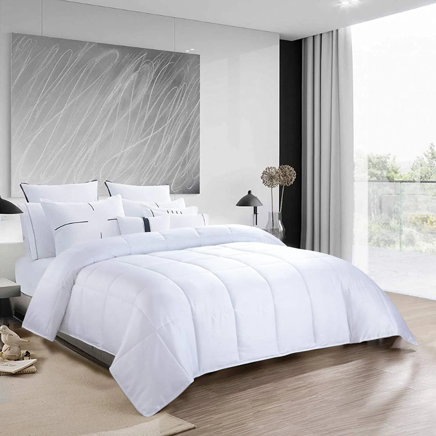 Luxury Bamboo Cooling 3 Comforter Set, All Season Down for Sleeping