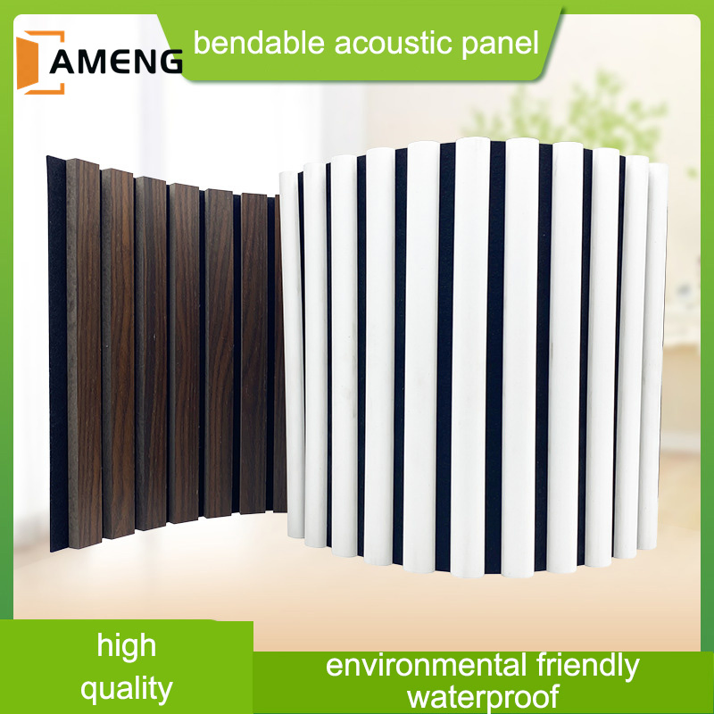 0 Formaldehyde Bendable Anti Sound Acoustic Absorption Wood Slatted Polyester Wall Panel