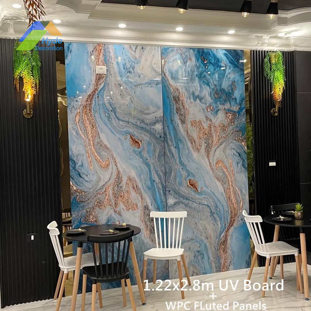Anti Scratch High Glossy UV Board Marble 3D Design Plastic Sheet PVC Wall Panel Seamless Wall Panel for Bathroom Kitchen Decoration