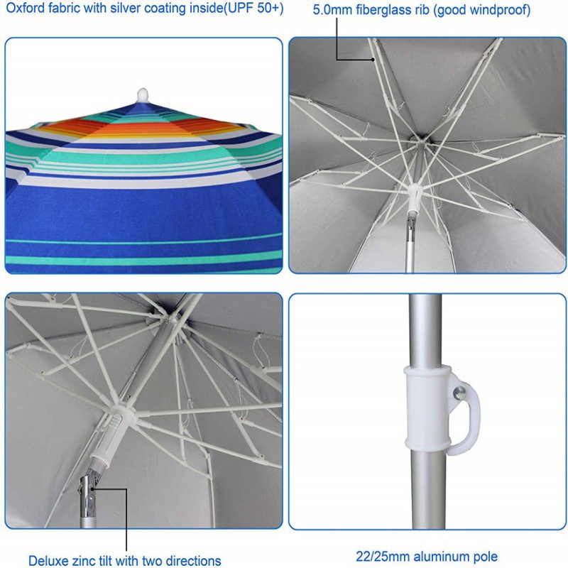 Складной пляжный зонт UV 50+ с защитой от солнца